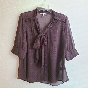 French Connection Sheer Button Down Blouse